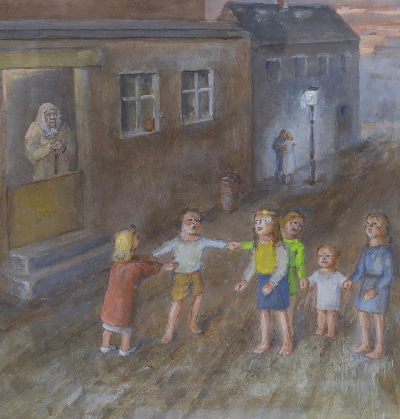 Joseph Otto Flatter (1894-1984), two pastels, comprising ‘Ring O Ring O'Roses’ and ‘After the Anschluss’, details verso, largest 38 x 36cm